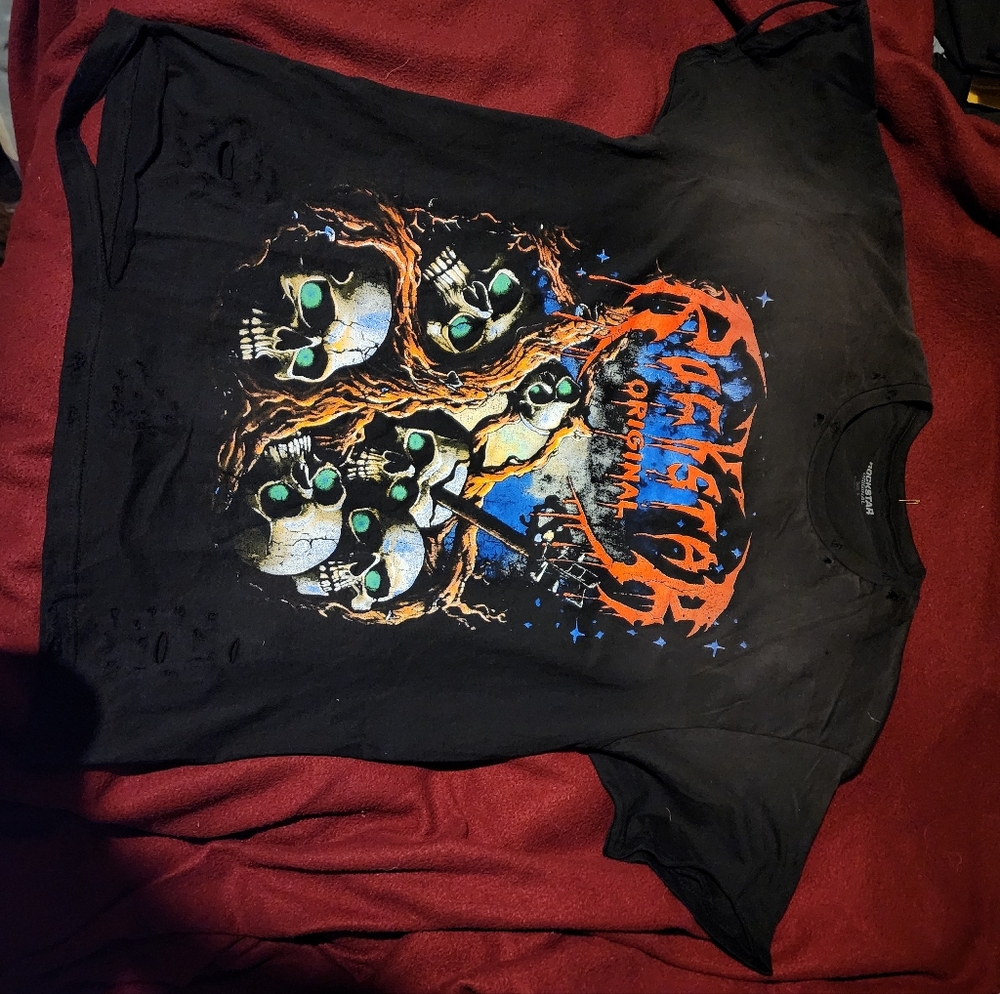 Rockstar black distress style T-shirt size Small nwot